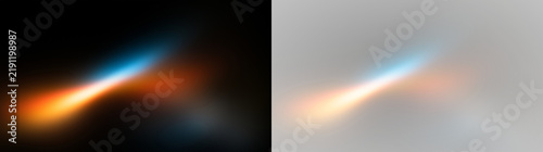 abstract glowing light streaks with blue and orange tones on black background