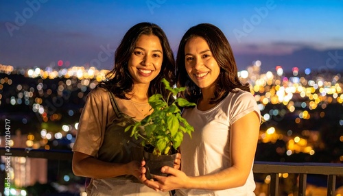 Two Young Women Enjoying a Happy Summer Day Together at the Beach and Restaurant with Smiles, Friendship, Love, and Relaxed Outdoor Lifestyle Atmosphere