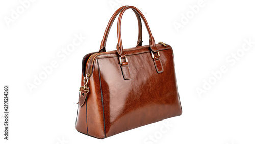 Obraz na plátně Elegant stylish brown leather handbag fashion accessory with luxury handles stud