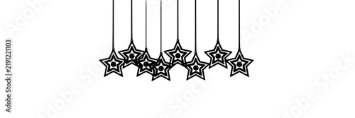 Star Ornaments, Festive Hanging Decorations, Holiday Illustration. Christmas Design Elements, Vector Graphic