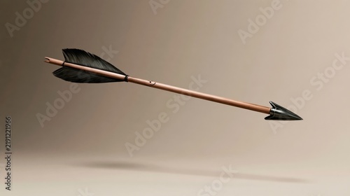 Smiling arrow flying through air, funny archery photo