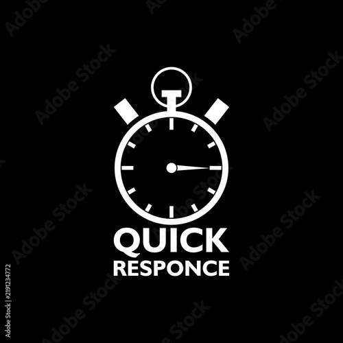 Quick response sign icon isolated on black background