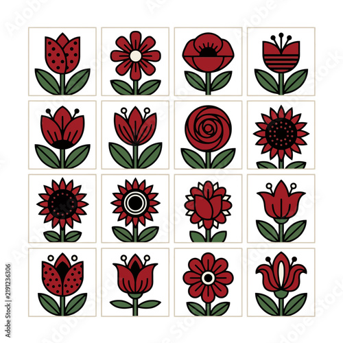 Red tulips arranged in floral pattern design