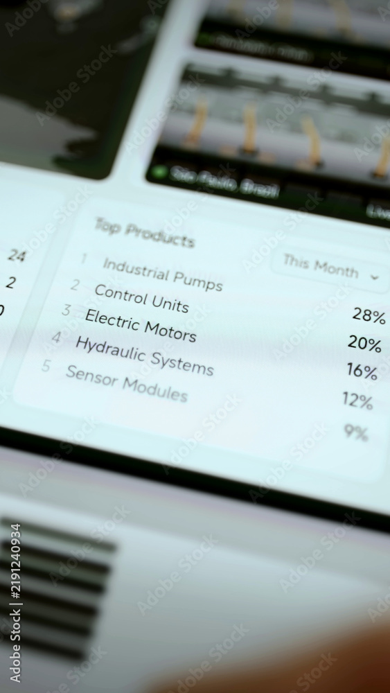 Obraz premium Monthly top products list with exact shares