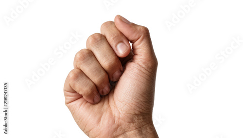 Human hand clenched into a fist, isolated on transparent background