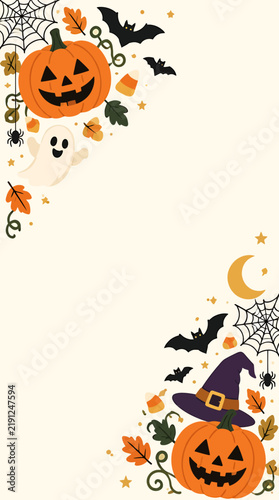 Halloween themed pumpkins with witch hats and bats.