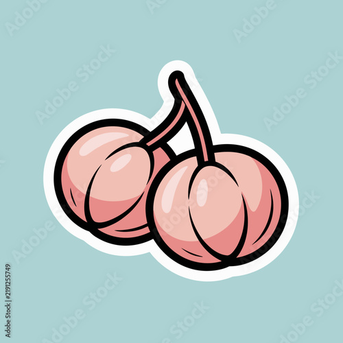 Two Pink Cartoon Cherries Illustration.