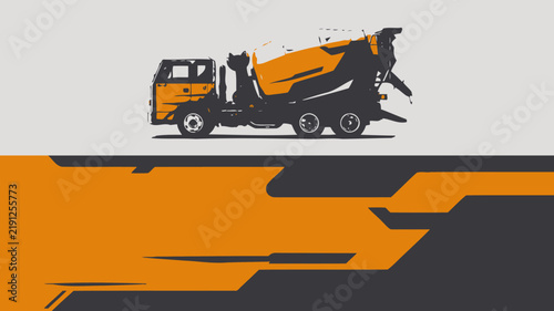 Yellow Concrete Mixer Truck Illustration.