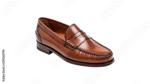 Foto Classic elegant brown leather men loafer shoe isolated on transparent background