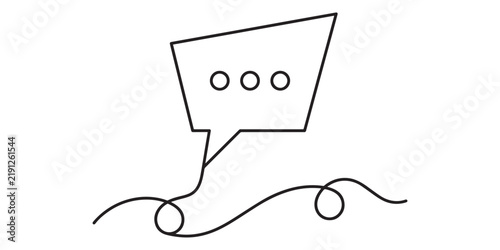 Continuous line art speech bubble with ellipses