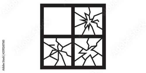 Broken glass window pane icon vector illustration