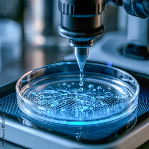 Microscope Dropping Liquid on Petri Dish