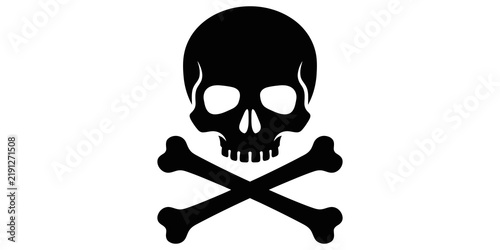 Obraz na plátně Skull and crossbones icon representing danger hazard or lethal substances