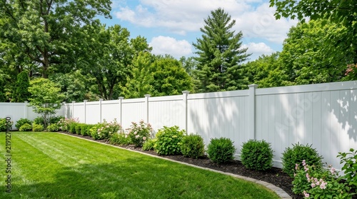 Modern white vinyl fence serves as a stylish exterior home property boundary.