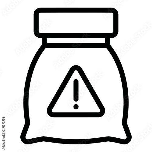 Warning sign on a bag icon symbol