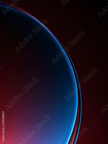Abstract digital art piece with a dark background. in the center of the image, there is a large, circular object that appears to be a planet or a sphere.