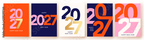 Happy New Year 2027 poster collection, number 2027 card set