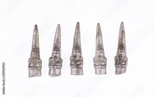 Canvastavla Halloween fingers with skulls isolated on a white background