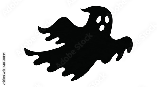 Fotografía Black silhouette of a flying ghost with hollow eyes and mouth