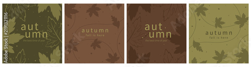 Autumn backgrounds in chocolate and olive colors. Fall season design. Vector illustration