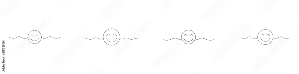 Fototapeta premium Continuous one line happy smiley face icon with minimal modern vector style for cheerful design.