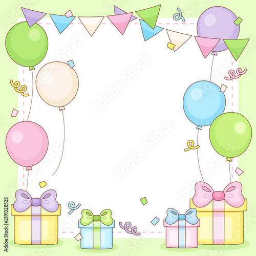 green colorful party square frame