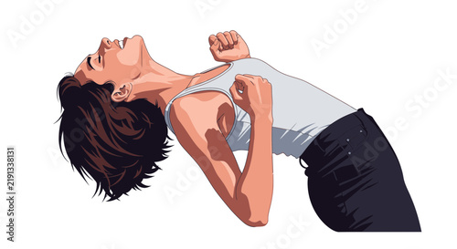 Person Holding Arm in Painful Pose Illustration