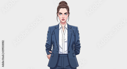 Professional Woman in Business Suit Standing Confidently