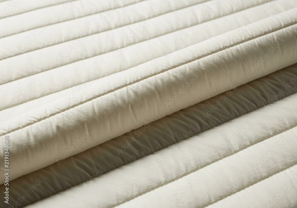 Obraz premium Close-up of soft white quilted mattress fabric surface.