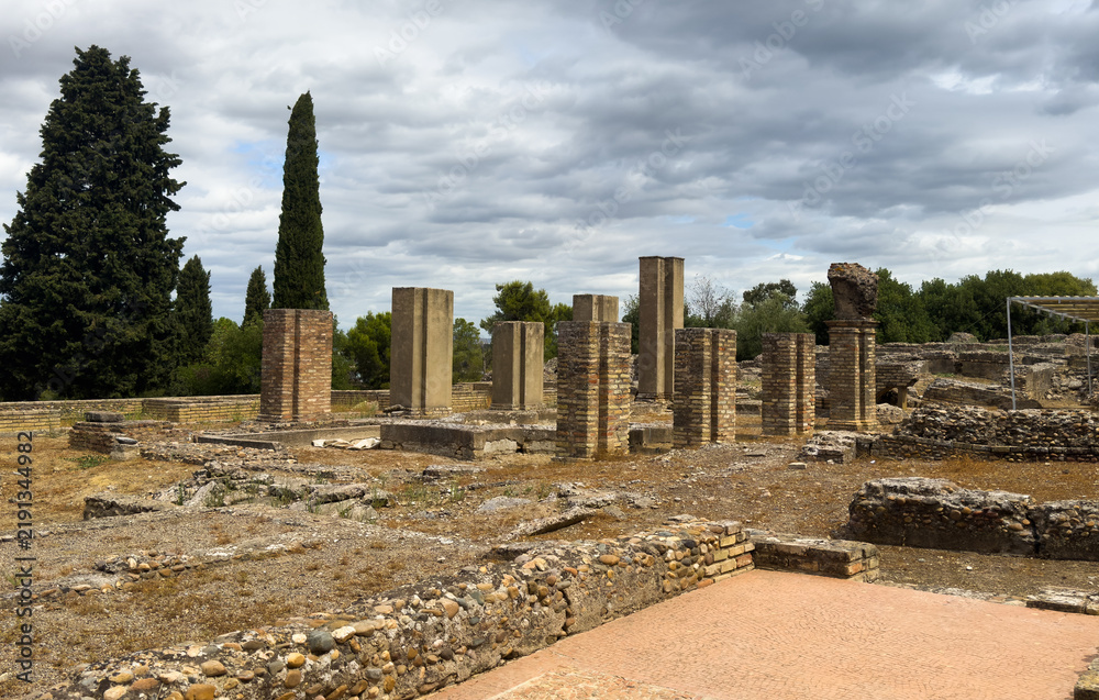 Obraz premium Italica, an ancient Roman city in Hispania; its site is close to the town of Santiponce in the province of Seville, Spain.