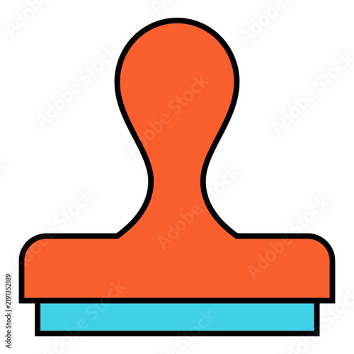 Colorful Rubber Stamp Office Tool Vector Illustration, representing stamping, approval, authentication, office documents, and business administration.