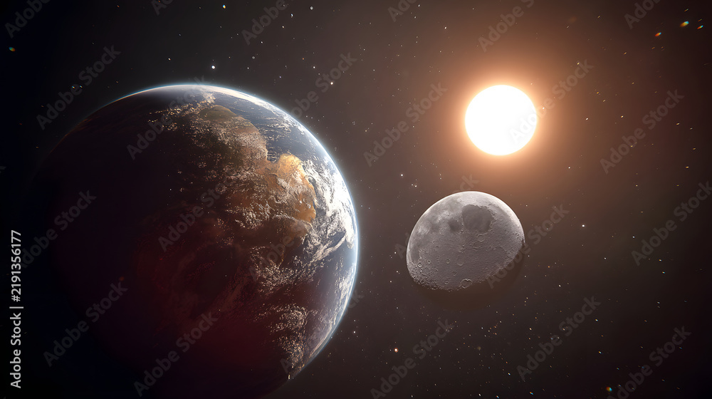 Fototapeta premium Earth and Moon