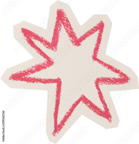 Red And White Hand Drawn Chalk Star Doodle On Torn Paper