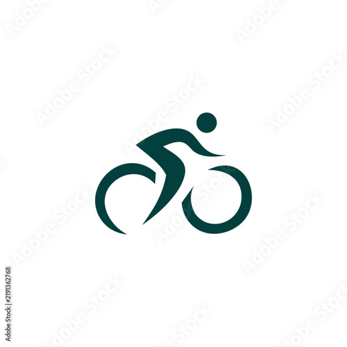 Dynamic cyclist logo in teal, ideal for bicycle shops, cycling clubs, sports events, fitness brands, bike rentals, racing, and active lifestyle.