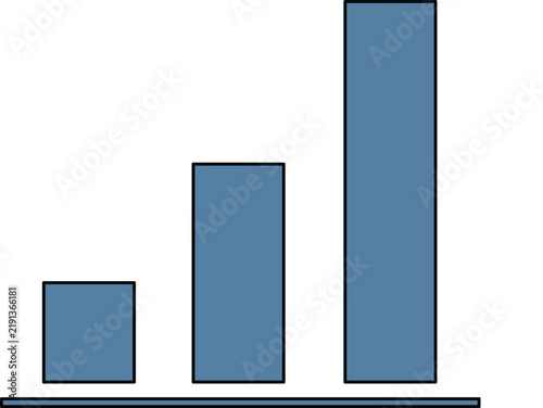 Simple bar chart with three vertical blue rectangles of increasing height on a base line graph