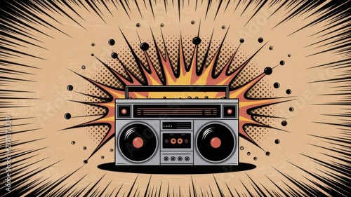 VIntage retro comics boom explosion crash bang cover book design with light and dots. Can be used for decoration or graphics. Graphic Art. Vector