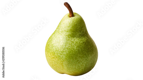 Obraz na płótnie Fresh ripe green Bartlett pear with brown stem