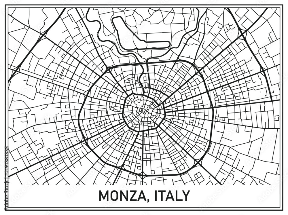 Obraz premium Monza Italy Minimalist Street Map with Racing Circuit