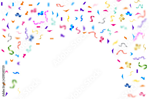 Colorful party confetti falling on white background