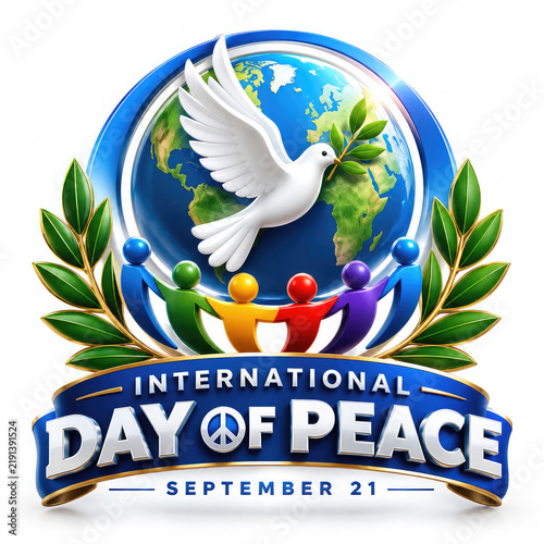 International Day of Peace September 21 3D Logo and Awareness Design,,