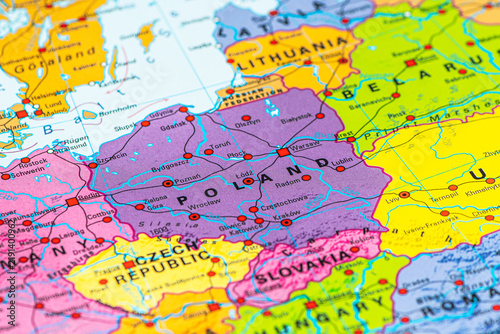 Foto Political map of Central Europe, with a particular focus on Poland