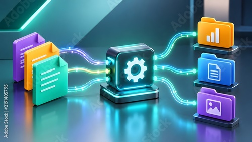 Obraz na płótnie Data Processing and Automated File Management Concept
