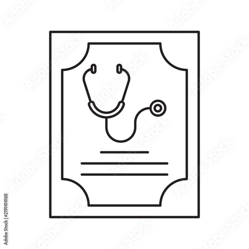 Medical certificate document diploma with stethoscope
