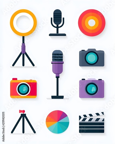 Flat Vector Icons for Content Creators: Bold Clean Design