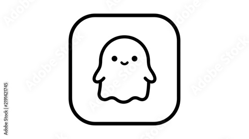 Cute Friendly Halloween Ghost Vector Line Art Set