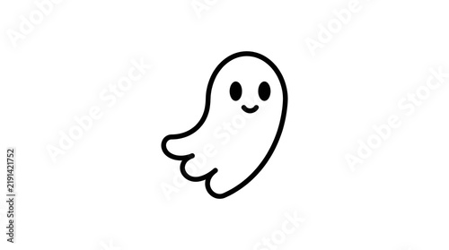 Cute Friendly Halloween Ghost Vector Line Art Set