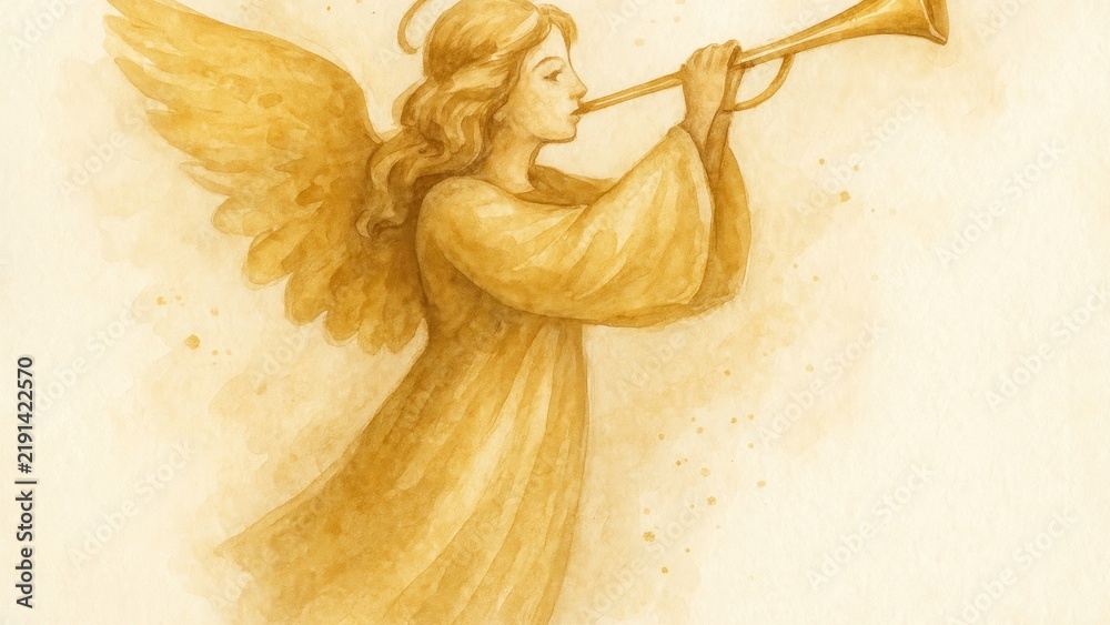 Obraz premium Ethereal angelic trumpet artwork.