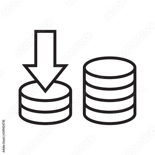 Downward arrow to money stack
