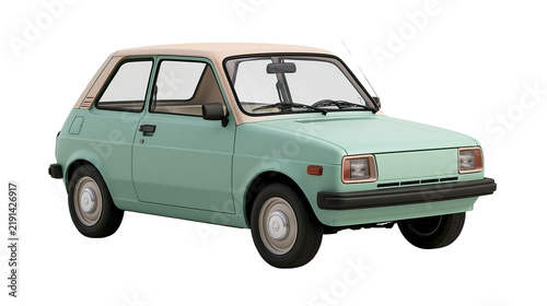 Obraz na plátne Vintage mint green and beige two-tone compact city car