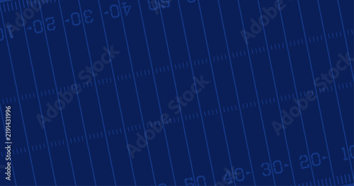 American football field with lines and yard markers on a dark blue background.
